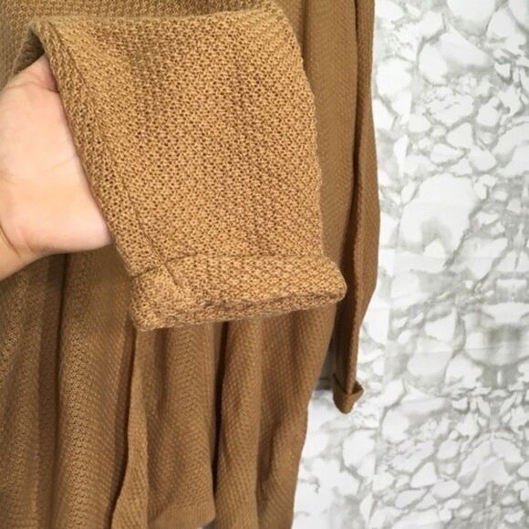 Staccato Tan Open-Front Long Knit Cardigan M/L Oversized Layering Sweater - Picture 4 of 12